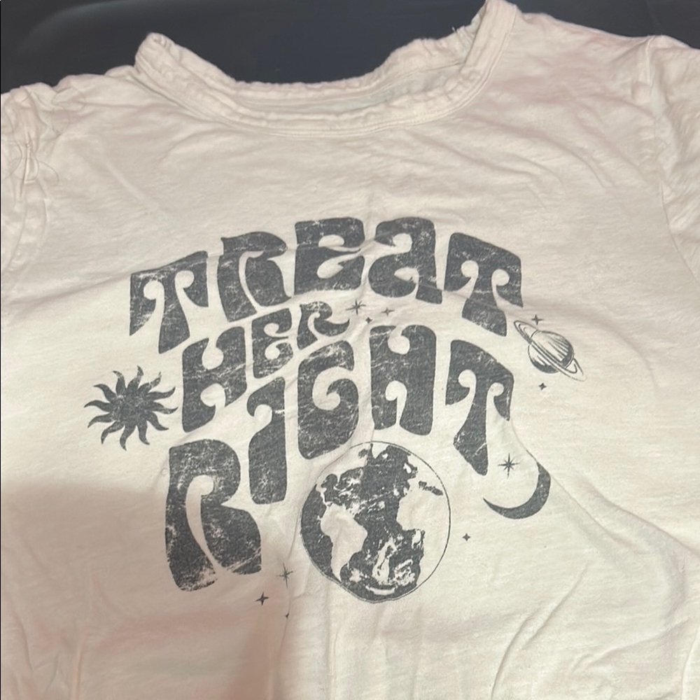 Kids White Graphic Tee - Treat Her Right